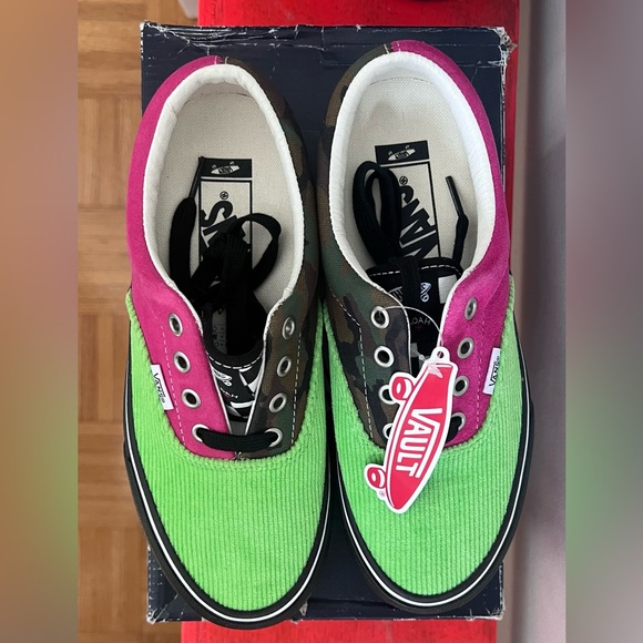 NWT Vans x Noah NYC sneakers neon green camo pink checkered - Picture 5 of 8